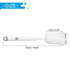 PATIKIL 10.7 Inch Bottle Soft Brush, 1 Pcs Soft Sponge Bottle Cleaner with White Plastic Long Handle Cup Brush Scrubber for Vase Bottle Pot Wine Glass Cup Mugs, White