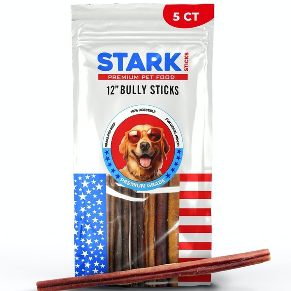 Stark Sticks 12'' Natural Bully Sticks for Small, Medium, Large