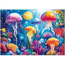 Bractowa Colorful Puzzles for Kids Ages 4-8 100 Pieces Jellyfish Puzzles for Kids Ages 4-6 6-8 8-10 Toys Puzzle for Senior Adult KidsLearning Educational Gifts for Boy and Girl 15" x 11"