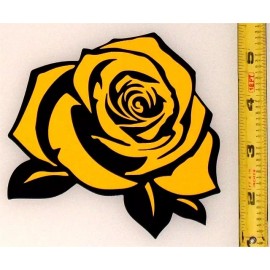 The Cyber Cave Beautiful Rose! High Quality, High Gloss 4.5" x 4.5" Vinyl Decal! - Yellow on Black