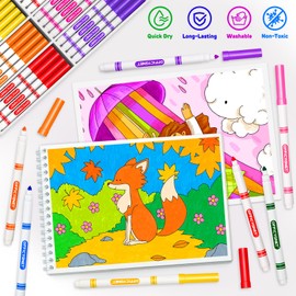 Officygnet 240 Count Washable Markers Bulk, 12 Assorted Colors, Conical Tip with Fine & Broad Line Coloring Marker for Kids, Markers Bulk for Classroom, School Art Supplies, Back to School Essentials