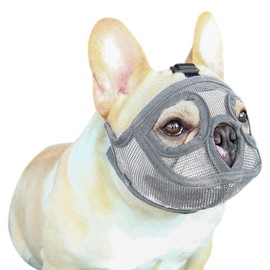 Short Snout Dog Muzzle Adjustable Mesh Bulldog Muzzle Breathable Dog Mouth Cover English French Bulldog Pekingese Shih Tzu Pug for Biting Barking Chewing Training Small Medium Large Dogs