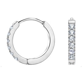 TDEBA Birthstone Hoop Earrings for Women, Silver 14k Plated Gold Mini Hoop Earrings, Cubic Zirconia Huggie Hoop Earrings, Cartilage Piercing Earrings, Birthday Jewelry