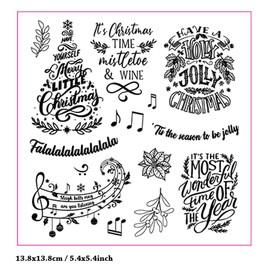 ariettycraft Christmas Sentiment Clear Stamps for Card Making or Journaling Christmas Tree Music Note Words Rubber Stamps for Scrapbooking Art Journals Albums Paper Crafts Decoration