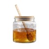 ANSQU Honey Pot, Airtight Glass Honey Jar with Bamboo Lid
