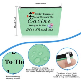 Funny Gambler Gift Gambling Makeup Bag Green Casino Gambling Zipper Pouch Casino Lovers Birthday Gift Slot Machine Cosmetic Bag Christmas Birthday Gift for Gambler Friends Grandma Retirement Gift