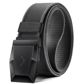 BULLIANT Tactical Belt for Men, Military Hiking Rigger Heavy Duty Nylon Web Work Belt 1.5" with Quick Release Metal Buckle(Dark Gray,36"-40" Waist Adjustable)