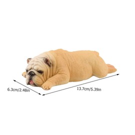 Mobestech Sleeping Bulldog Statue Decor Realistic Dog Model for Imagination Development Cute Desktop Bulldog Ornament for Home Decoration and