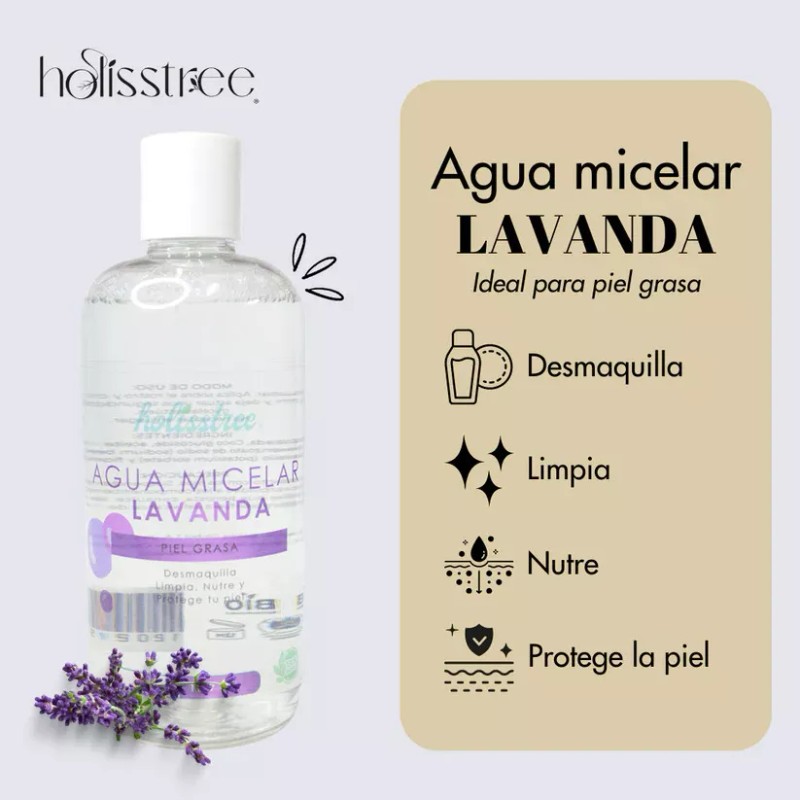 Holisstree Agua Micelar Lavanda Piel Grasa 500ml Holisstree