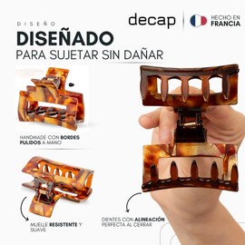 Decap Haarklammer für Damen, rechteckig, hohl, perfekter Halt, hergestellt in Frankreich (CARAMELO)