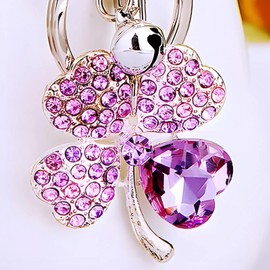 ZEWOOPIE Four Leaf Clover Keychain, Clover Key Ring Chrome Finish Lucky Key Chain Charm Pendant Business Gift