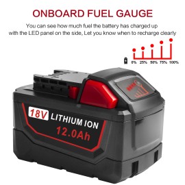 Unbranded 2PACK 12.0Ah Battery For Milwaukee For M18 18V Lithium High Output 48-11-1880 US