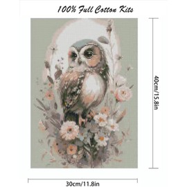 Owl Counted Cross Stitch Kits for Adults, Animals Stamped Cross Stitch Kits for Beginners, Needlepoint Cross-Stitch Patterns Embroidery Kits Arts and Crafts for Home Decor 12×16 Inch