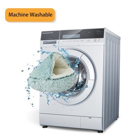 Cave-Inspired Hooded Pet Bed for Cats & Dogs - Fluffy Donut Calming Shelter, Cozy and Washable, Gradient Green with Waterproof Base (23.6"x23.6")