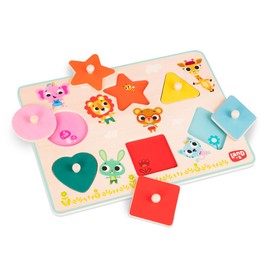 B. toys – Wooden Peg Puzzle for Kids – Shapes, Colors, Animals – Wooden Toys for Toddlers, Kids – 18+ Months