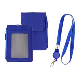KOYOKOMA Pass Case, ID Card Holder, Extendable Reel, Neck Strap, Card Holder, Commuter Holder, IC Card Holder, Employee ID Card, Coin Purse, Commuting to Work or School (Blue)