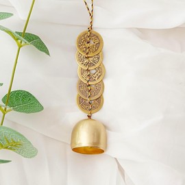 Shirene Fengshui Wind Chimes,2 PCS Chinese Feng Shui Bell Decor with 5 Emperor Coins,Hanging Metal Bells for Garden,Home & Car Decor,Outdoor/Indoor Chimes for Good Luck,Friendship Gift