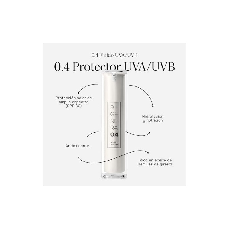 Rigenera R.04 Protector Solar Facial SPF30 con Aceite de Semilla