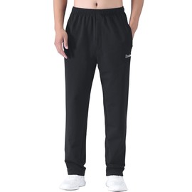 Zoulee Men's Casual Cotton Jogger Sweatpants Zipper Front Pants Style 2 Black M