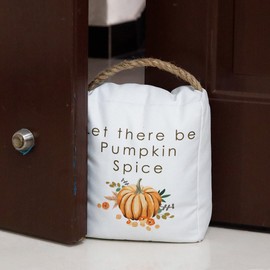 Weighted Door Stop Fabric Home Decor with Hemp Rope Handle for Door Holder|Let There be Pumpkin Spice Fall Signs Door Stopper,5" by 9"