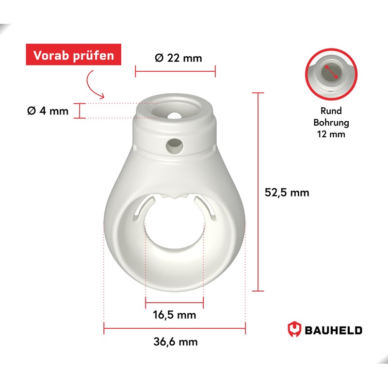 BAUHELD Awning Eyelet 12 mm Plastic [Made in Germany] -