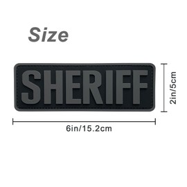 uuKen Sheriff Vest Patch Big 6x2 inch Subdued Black and Gray Grey Sheriffs Office Patch for Tactical Vest Service Dog Collar (Black and Gray, Medium 6"x2")