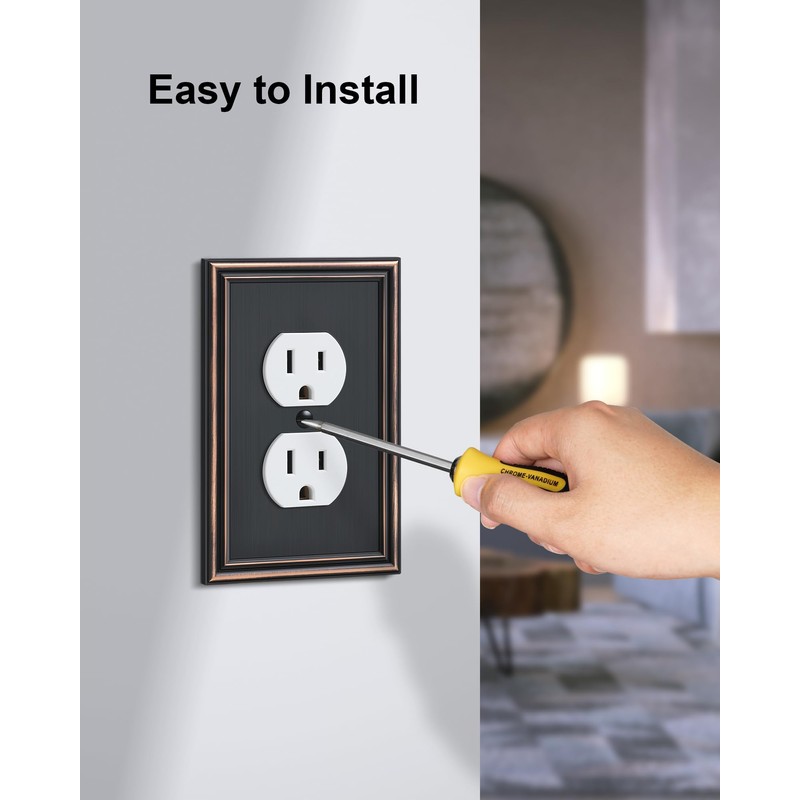 TREEWELL 4-Pack Duplex Outlet Cover, Durable Solid Zinc Alloy Decorative