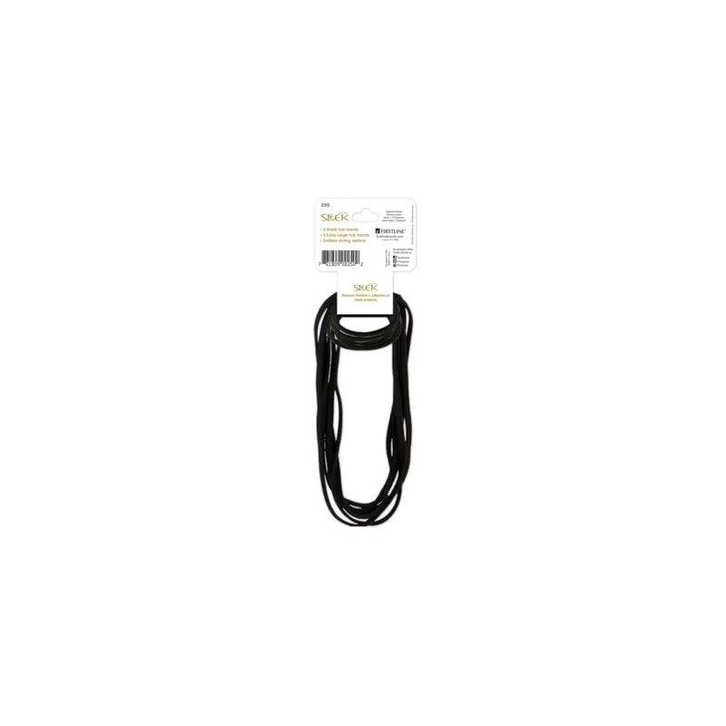 Generic Sleek Elastic Hair Bands, 12 Pack, Black