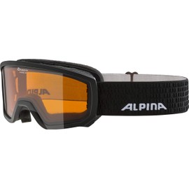 ALPINA SCARABEO JR. - Beschlagfreie, Extrem Robuste & Bruchsichere OTG Skibrille Mit 100% UV-Schutz Für Kinder, black, One Size