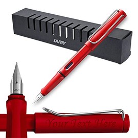 Lamy Engraved Fountain Pen Safari red Great gift for School or Home office (Fine nib)