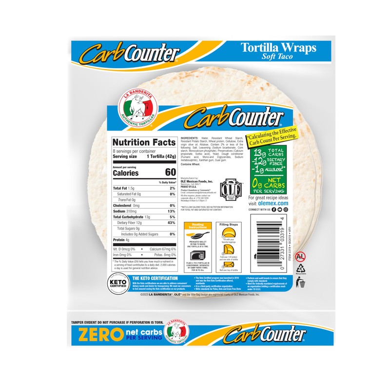 La Banderita Carb Counter® ZERO Net Carbs | 8" Size