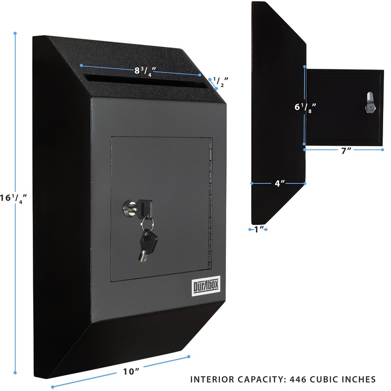 Durabox Heavy Duty Wall Mount Locking Deposit Drop Box Safe