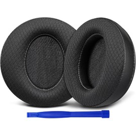 SOULWIT Mesh Fabric Earpads Replacement for MOVSSOU E7 Noise Cancelling Bluetooth Headset, Ear Pads Cushions with Football Texture Fabric, High Density Foam - Black
