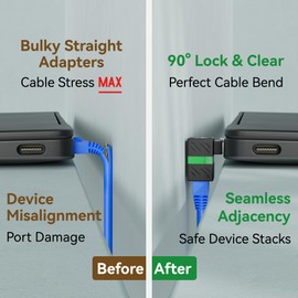 CableGeeker 2-Pack 10Gbps 360° Rotatable Cat6A Right Angle Ethernet Adapter, 90-Degree RJ45 Male to Female Connector for Office Home Network, LAN Extension Cable Adapter(Black)
