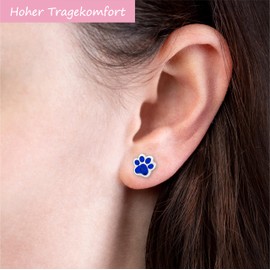 JAYARE Childrens Silver 925 Girls Paw Stud Earrings Dogs Cats Glitter Crystals, Silver