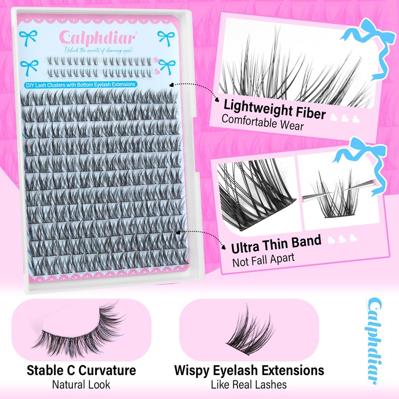 calphdair Natural Lash Clusters with Bottom Lashes DIY Wispy Cluster