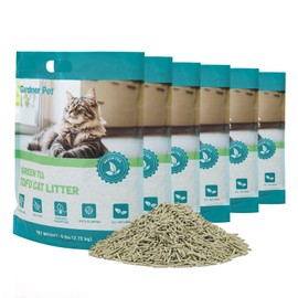 Gardner Pet Natural Tofu Cat Litter, Cat Litter with Green Tea Extract – Dust-Free, Fast Clumping, Flushable, and Odor Control for Multi-Cat Homes, 6lbs x 6 Pack