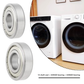 YINETTECH Drum Bearing and Seal Set for Washing Machine 6305ZZ 6306ZZ Bearing 37 x 76 x 9.5/12 mm Shaft Seal Set Compatible with LG 4036ER2004A Washing Machine Set