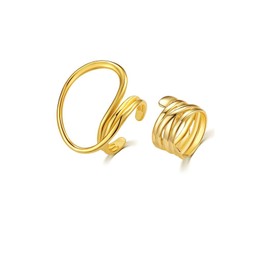 Chunky Gold Finger Rings for Women Adjustable Silver Statement Joint Rings Open Knuckle Thumb Rings Minimalist Jewelry Accessories (Gold)