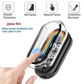 ISRcnst Compatible for Xiaomi Smart Band 9/9NFC Screen Protector, PC Hard Ultra Bright Tempered Glass One Piece Full Protective Cases (3 pcs)(Not for Xiaomi Smart Band 8/8NFC)