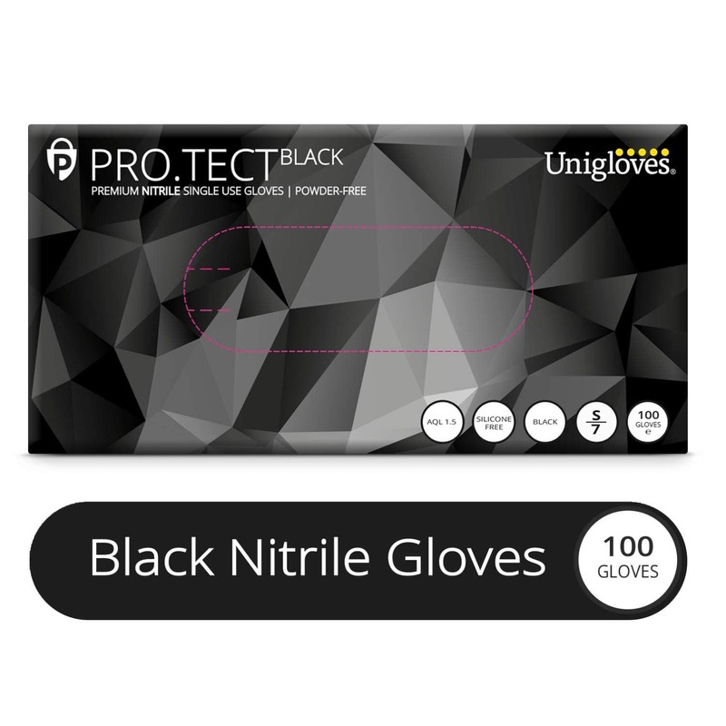 Unigloves PRO.TECT Black GA0042 Nitrile Single Use - Multipurpose, Powder
