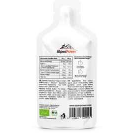 AlpenPower Bio Energy Gel Apple 12 x 35 g - 100% Natural Carbohydrate Gel without Additives - With Caffeine from Guarana - Fast & Long-Lasting Energy - Booster for Sports