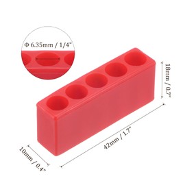 HARFINGTON 6pcs Plastic Hex Shank Screwdriver Bit Holder Organizer 5 Holes 1/4 Inch Plastic Drill Bits Storage Case for Any 1/4" Hex Shank Metal Driver Bits Use, Red