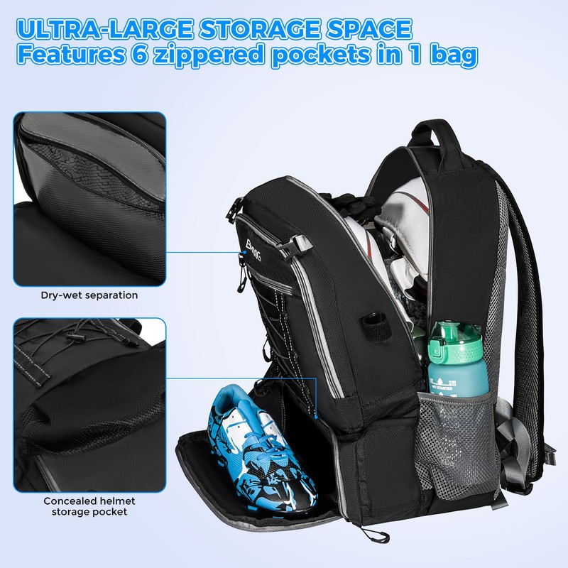 Lacrosse Bag, Lacrosse backpack with Stick Holder & Hidden Zipper