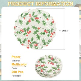 sourcing map 200 Pcs Round Paper Doilies, 3.5 Inch Lace Doilies for Food Parties Weddings Birthday, Multicolor
