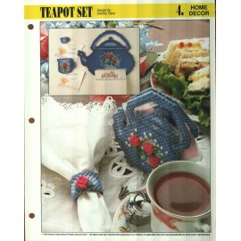 Annie's Attic NEW TEAPOT SET NAPKIN HOLDER FRIDGIE ANNIES PLASTIC CANVAS PATTERN INSTRUCTIONS