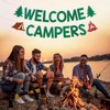 Welcome Campers Banner - Camping Theme Birthday Bachelorette Party Decor,
