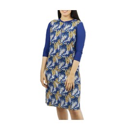 Mujer Modest Tznius - Traje de baño de manga 3/4, protección solar UPF 50+, 10. Estampado de Mónaco/Mangas azules, M