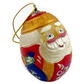 Santa Claus Christmas Ornament Decoration Russian Hand Made Carved Painted Wooden 2.75 Inches, Handmade Father Frost, Red