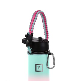 IRON °FLASK Paracord Handle - Fits Wide Mouth Water Bottles - Durable Carrier, Secure Accessories, Survival Strap Cord, Safety Ring, and Carabiner - Seven Core Paracord Bracelet